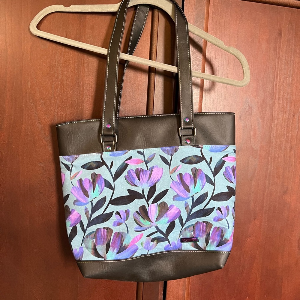 Floral Purple & Black Tote Bag